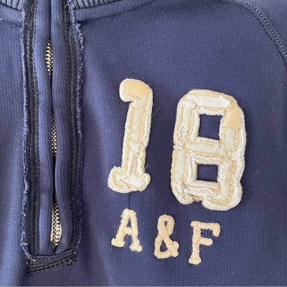 Abercrombie & Fitch Navy Blue Half-Zip Pullover Vintage Muscle Y2K Sweater Med - Picture 2 of 9